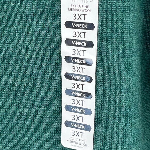 Turnbury Merino Wool Sweater 3XT NWT Green V-Neck Classic Preppy Soft Luxe Mens - Picture 3 of 9